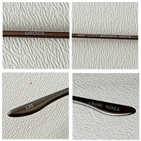 UROCK Eyeglasses Frame U721 Brown 52-18-135 Semi Rimless Display Model - Picture 11 of 11